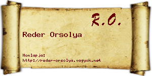 Reder Orsolya névjegykártya